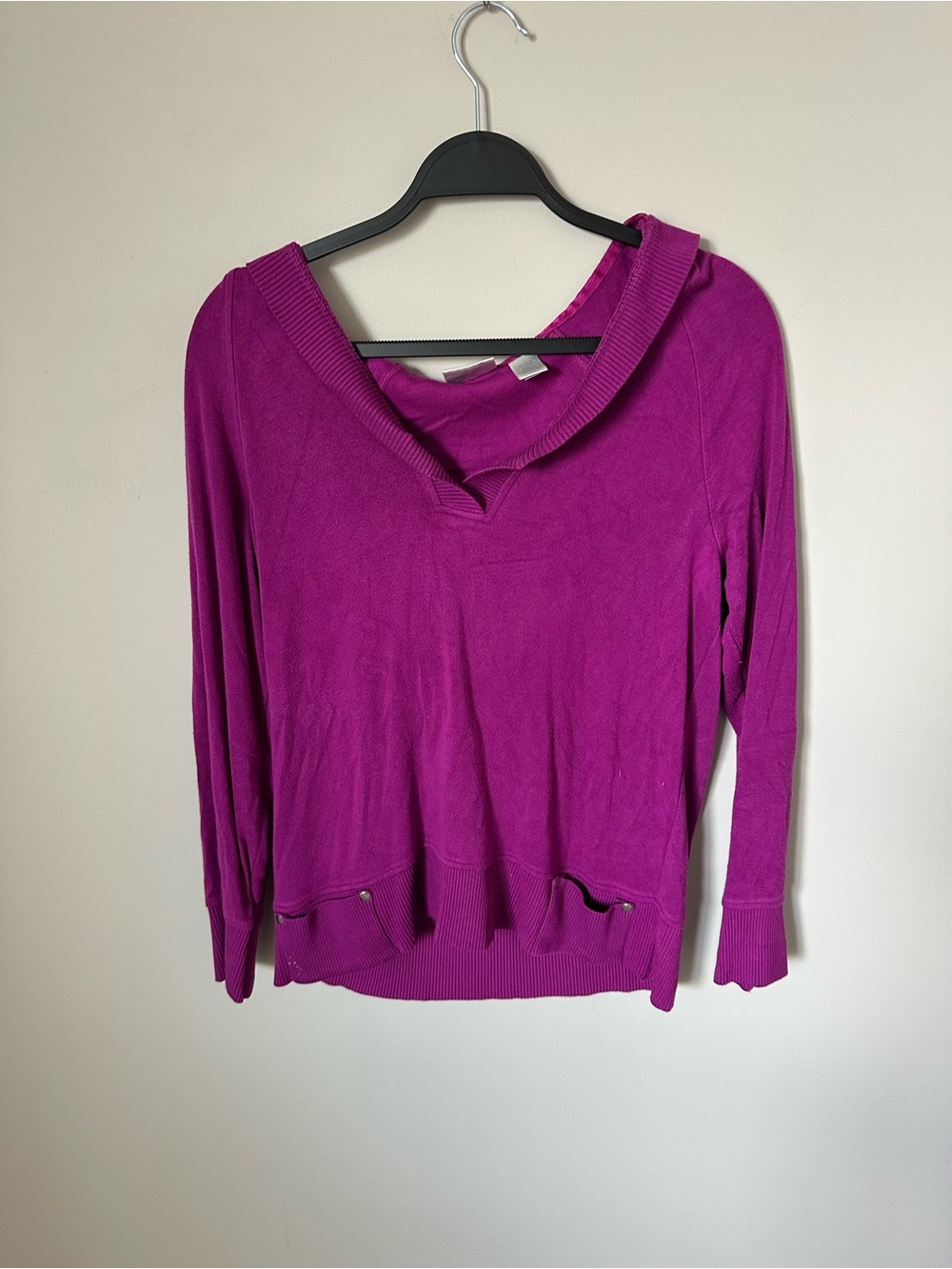 Women's purple V-Neck Long Sleeve Pullovers Sweater